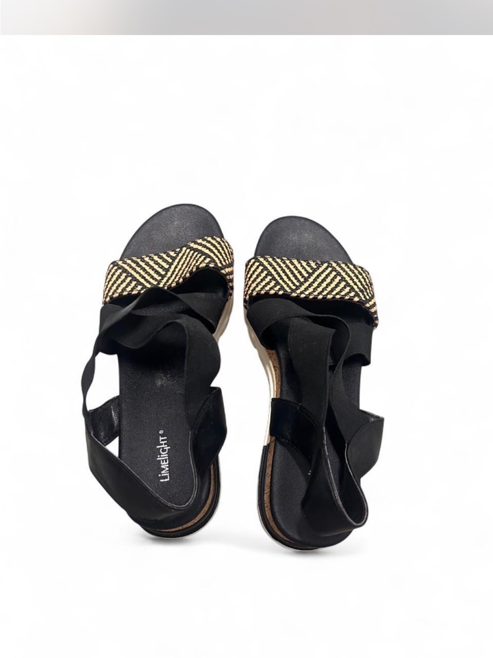 Limelight Black Sandals with Gold Chevron Detail